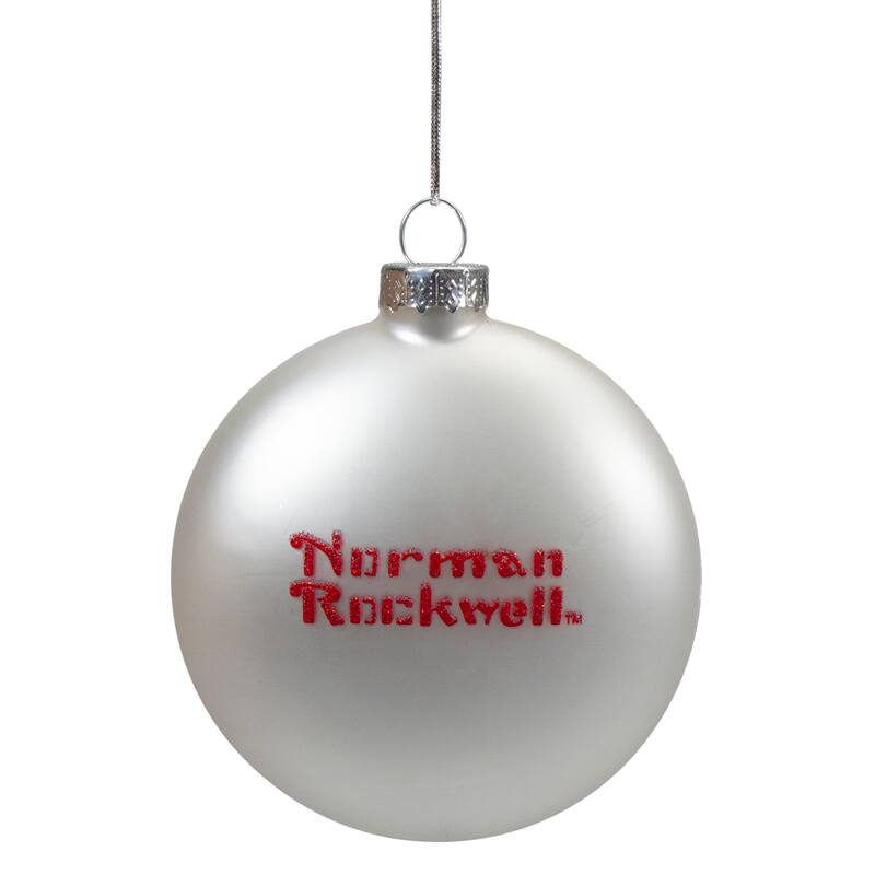 3" Norman Rockwell 'Bringing Home The Tree' Glass Christmas Ornament