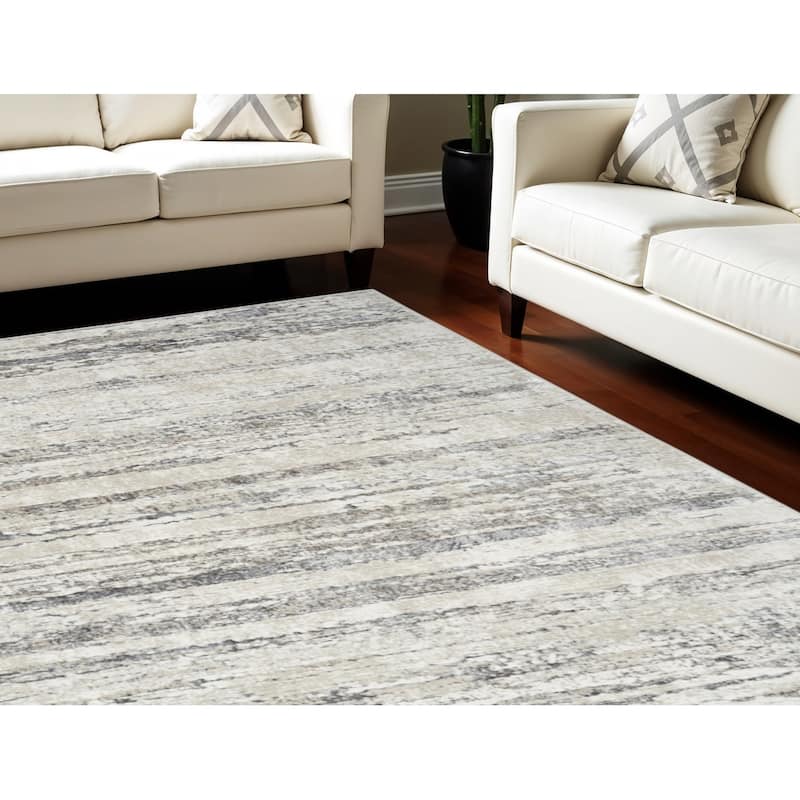 Power Loomed Abstract Modern Non Skid Stain Resistant Area Rug - 144' X '108' X '0.39 - 144' X '108' X '0.39 - Cream - Rectangle