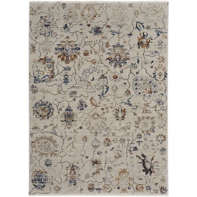 Xevin Power Loomed Distressed Floral with Fringe Area Rug By HomeRoots - 2' x 3'