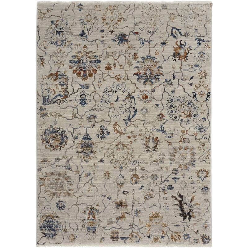 Xewa Power Loomed Distressed Floral Traditional Non Skid with Fringe Area Rug By HomeRoots