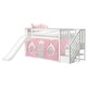 preview thumbnail 3 of 20, Twin Over Twin Low Bunk Bed with Stairs, Slide, & Princess Curtain