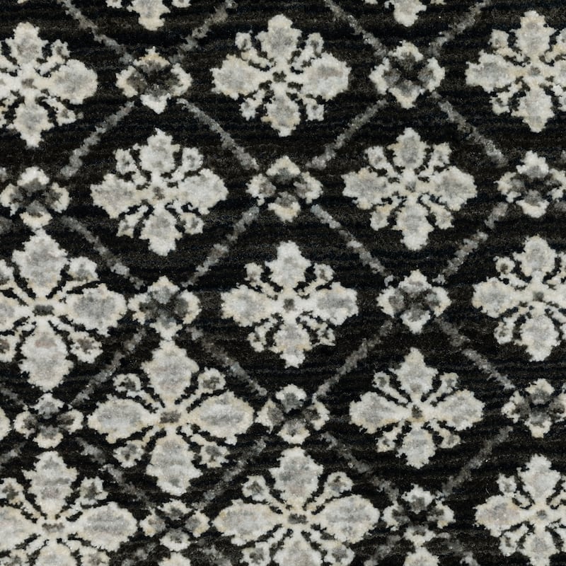 Style Haven Cádiz Diamond Medallions Black/Grey Area Rug