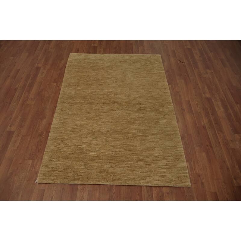 Hand Knotted Oriental 100% Wool Carpet Tribal Contemporary Yellow & Gold Gabbeh Area Rug - 5' 11'' X 4' 0''