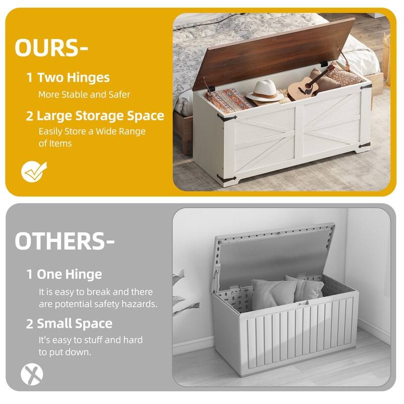 Moasis Farmhouse Storage Chest Storage Bench with 2 Safety Hinges