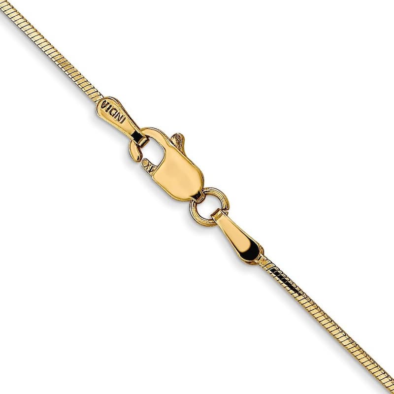 Curata 14k Yellow Gold 7" 1.20mm Octagonal Snake Chain Bracelet
