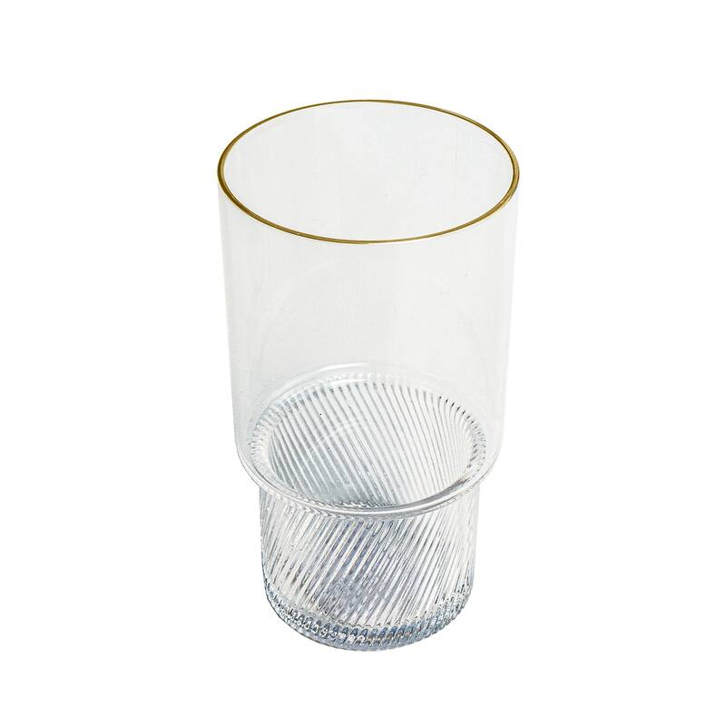 Abode Homewares Stax Optic Acrylic Twist Drinking Glass - Clear with Gold Rim - Set of 6