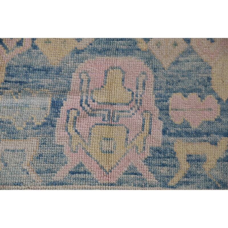 Hand Knotted Oriental 100% Wool Carpet Transitional All-Over Navy Blue & Blues Oushak Area Rug - 11' 5'' X 8' 3''