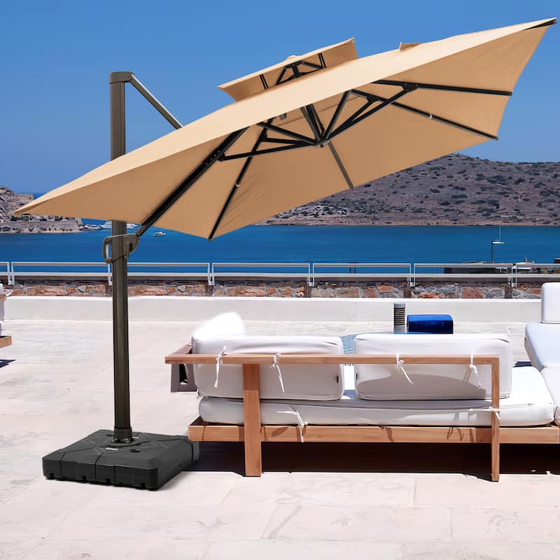 Pellebant 10 X 13 Feet Outdoor Cantilever Umbrella with Base