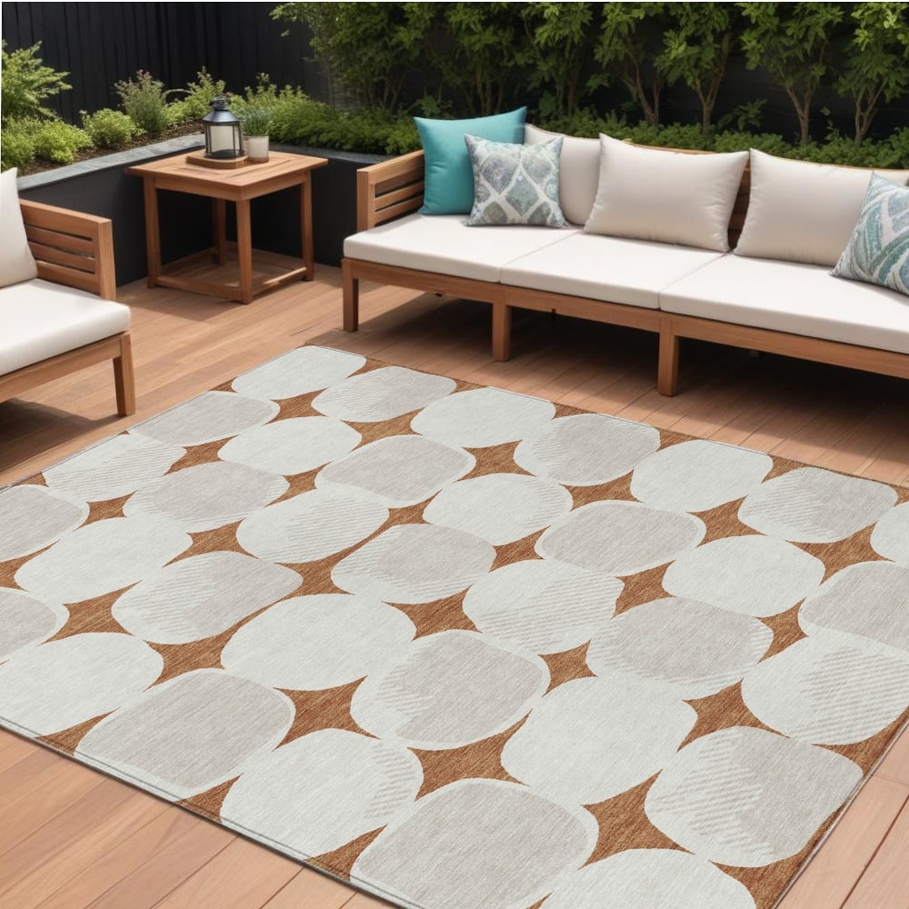 HomeRoots Abstract Transitional Rectangle Outdoor Rug