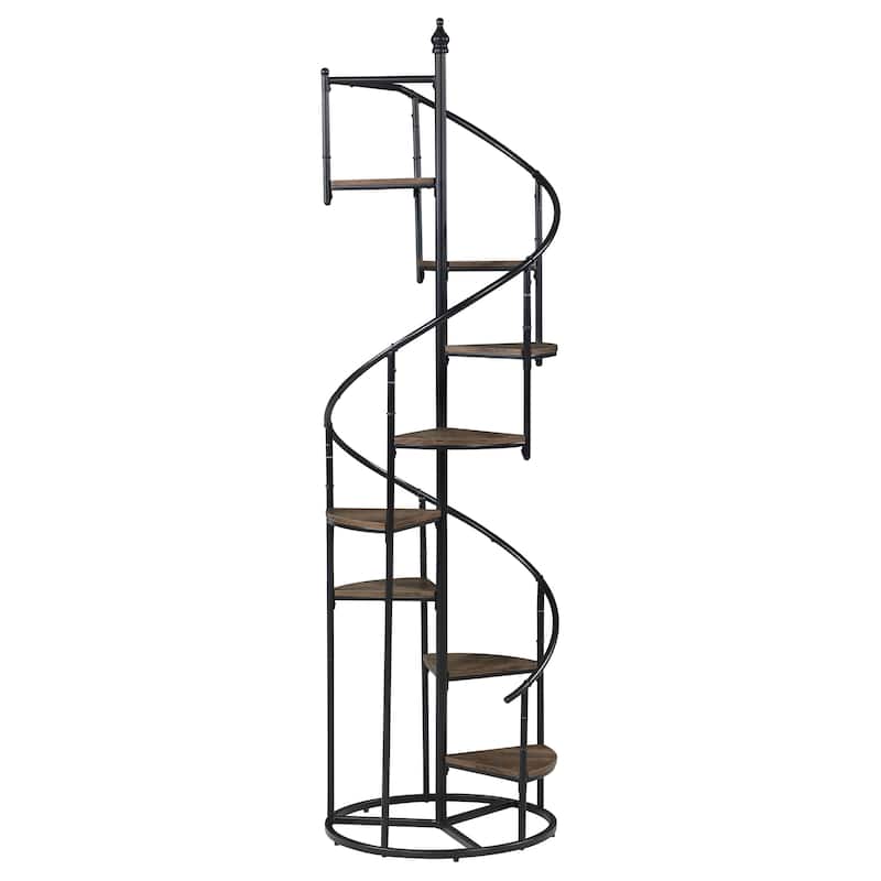 8-shelf Staircase Bookshelf Unique Black Spiral Design Rustic and Industrial Piece Heavy Gauge Steel Frame