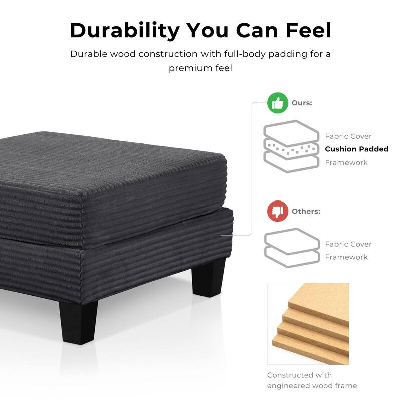 Furniture of America Xenia Modern Chenille Ottoman with Storage