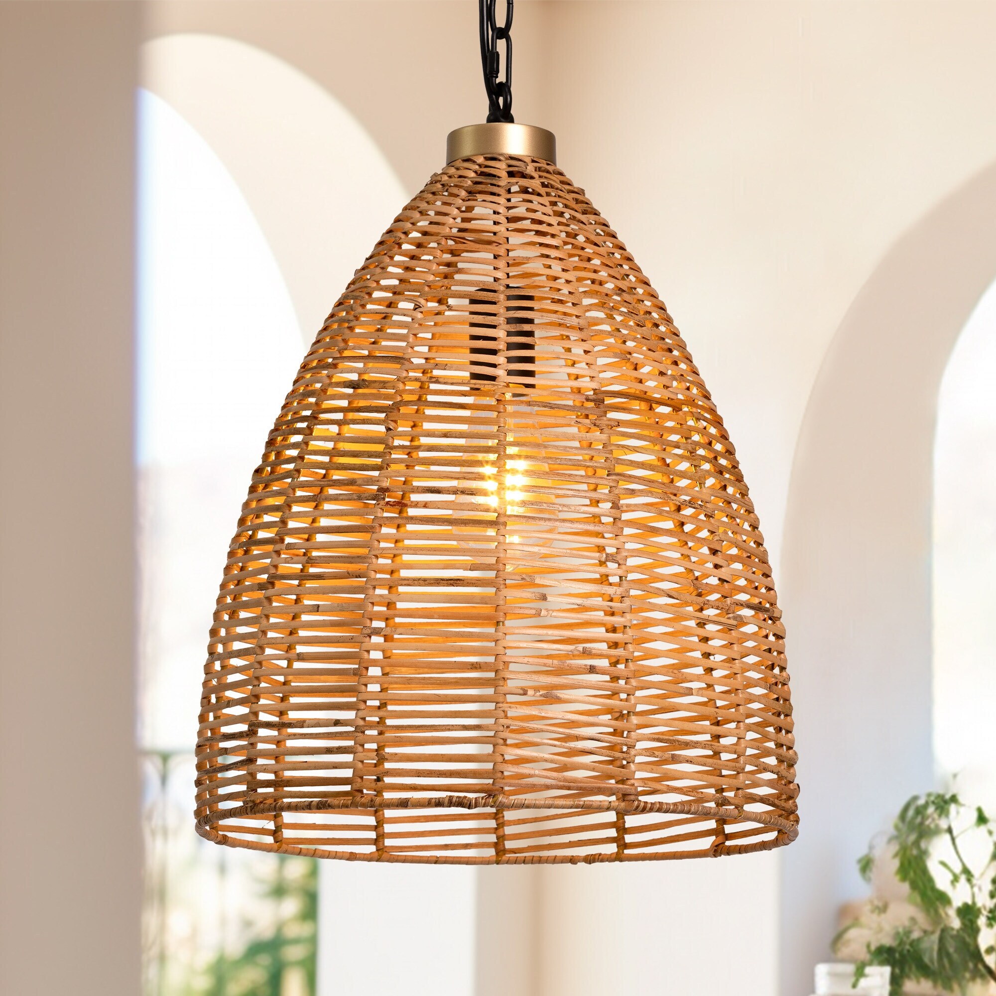 Extra large rattan pendant light discount