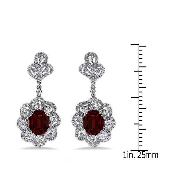 Auriya 5 5/8ct Fancy Oval-cut Garnet Halo Diamond Drop Earrings 2ctw 18k Gold
