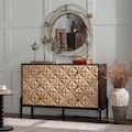 Mid-Century Modern 6-Drawer Dresser with 3D Geometric Fronts and Metal ...