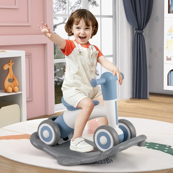 slide 2 of 35, 3-in-1 Kids Rocking Horse with Balance Board and Removable Seat - 16” L x 24” W x 18.5” H Grey