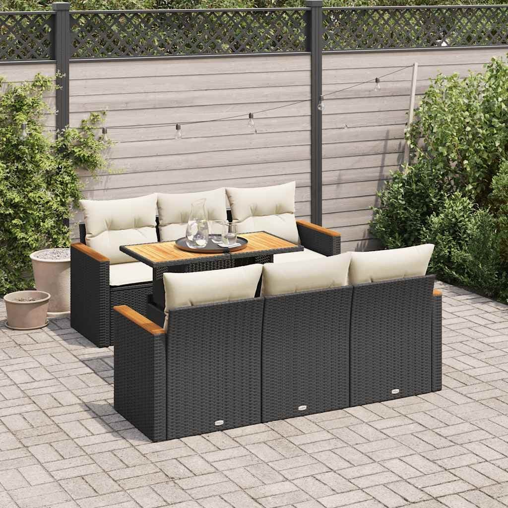vidaXL Garden Sofa Set Black Poly Rattan Large Adjustable Feet - 21.7 x 39.4 x 28.7