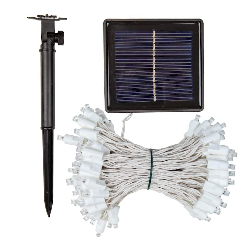 Novelty Lights 100 Light Solar LED Christmas Mini Light Set, White Wire, 60 Feet