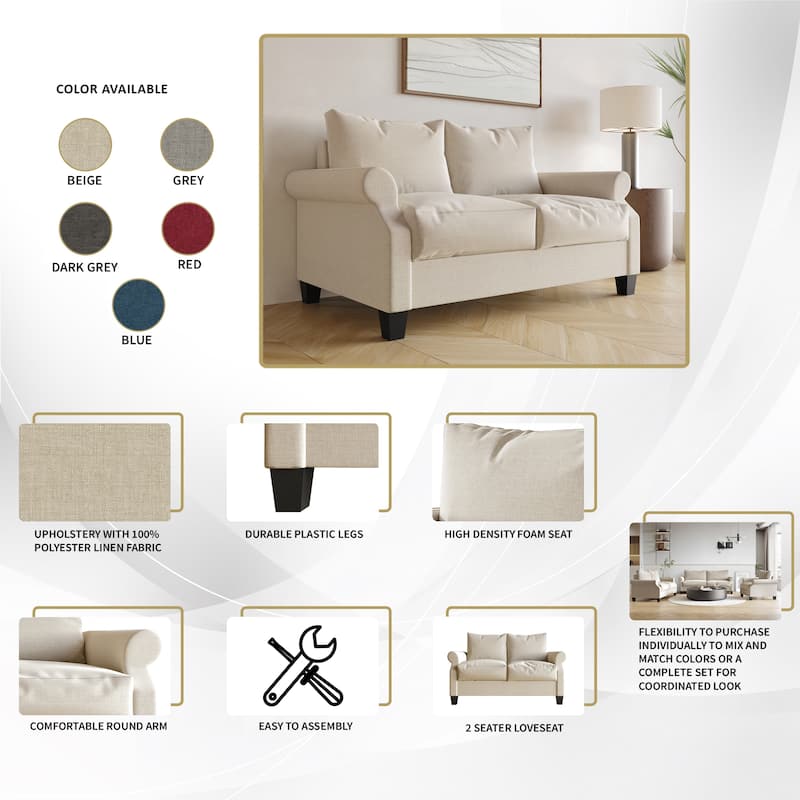 CraftPorch Classic Linen Upholstered Loveseat