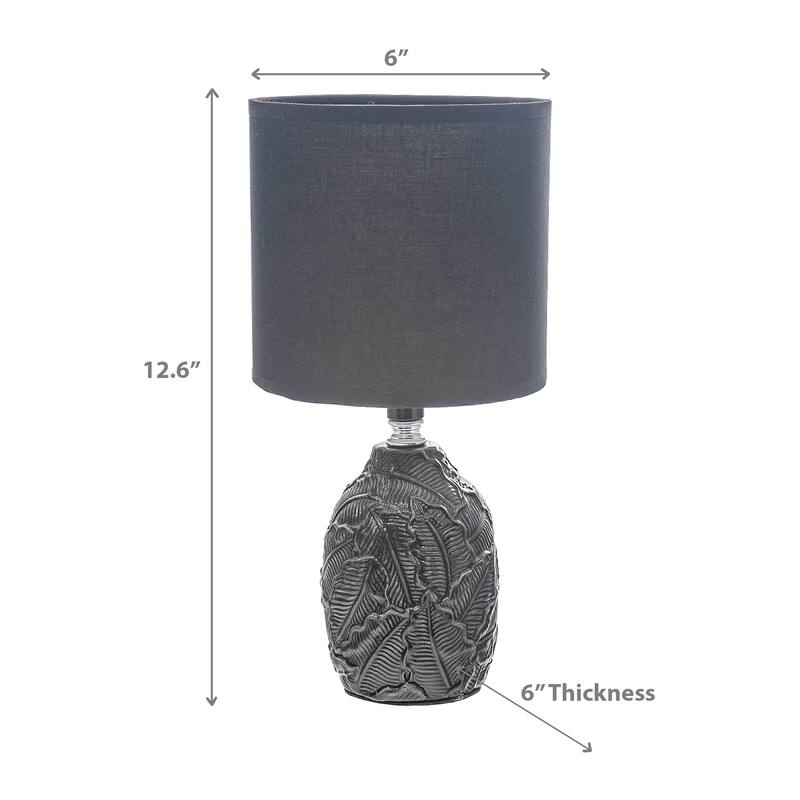 Ceramic Table Lamp With Shade Leaflet Black