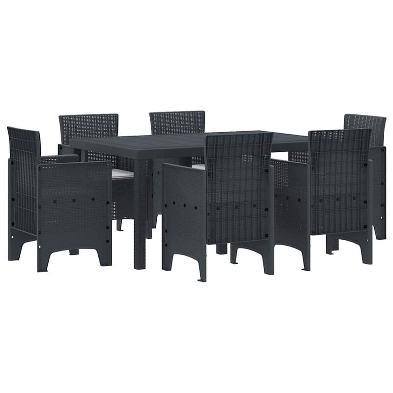 vidaXL Garden Dining Set 5/7 pcs Anthracite/Brown Polt rattan - 150 x 100 x 73 cm