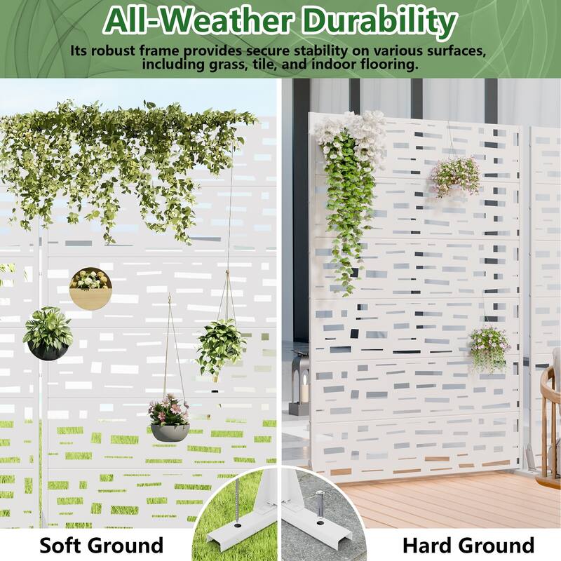 Outdoor Metal Privacy Screen Fence Panel Set of 2