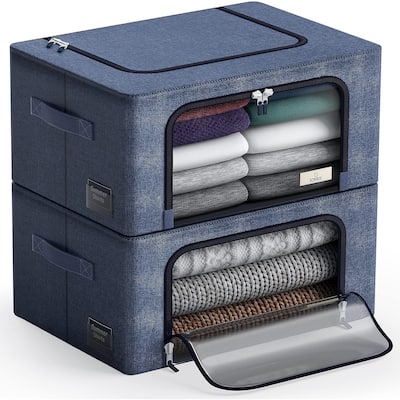 Sorbus Oxford Fabric Storage Bins: Stackable, Foldable Organizer Bags, with Clear Window (Set of 2)