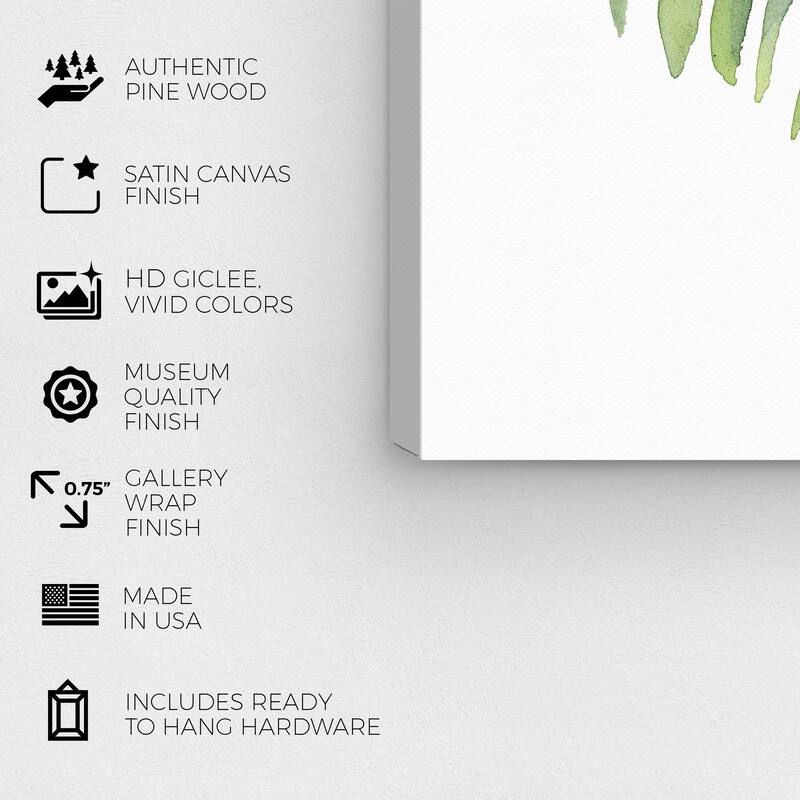 Wynwood Studio Canvas Floral and Botanical Palma Clara Green and Light Green Tropical Wall Art Canvas Print