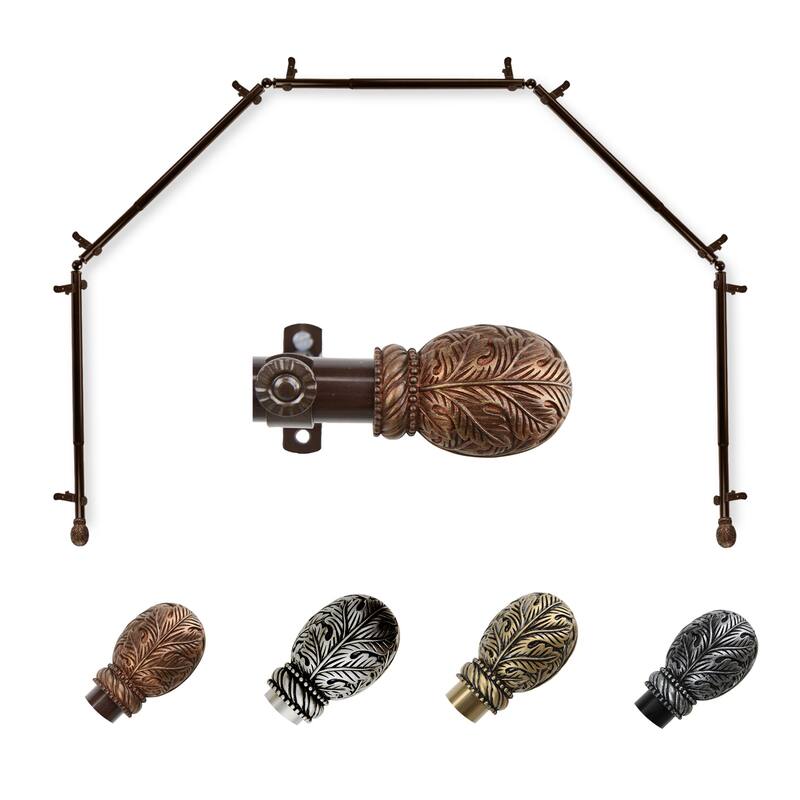 Bay Window Curtain Rod 5-Sided Cocoa Finish - Corner Drapery Rods 13/16 Inch - M