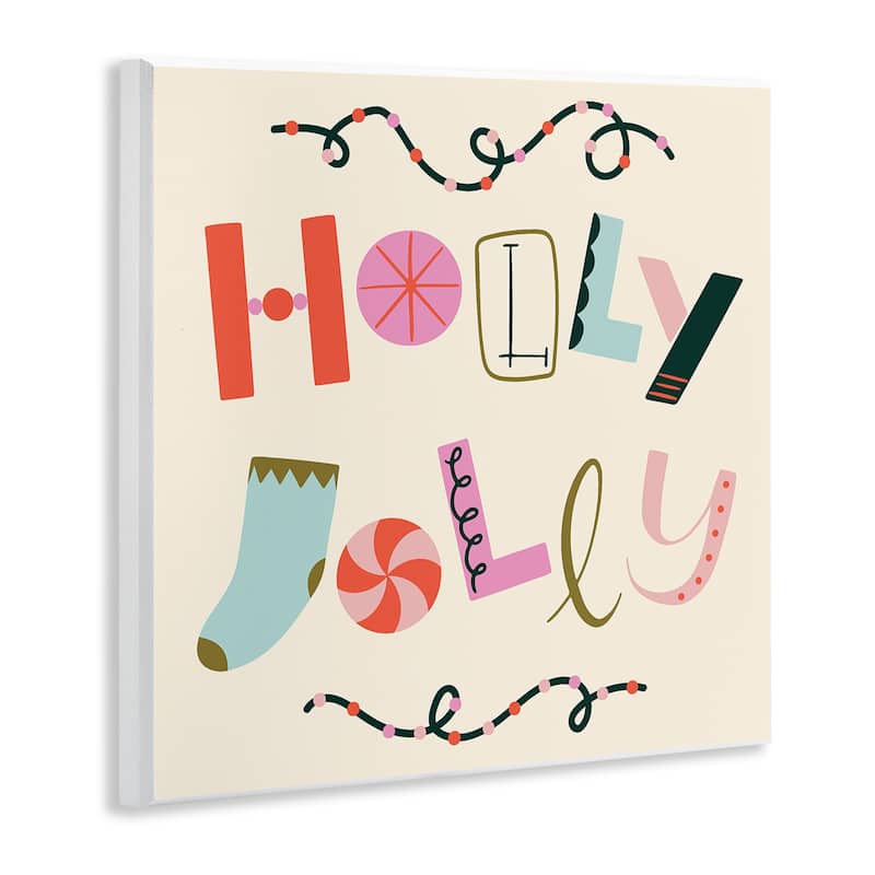 Stupell Holly Jolly Eclectic Holiday Wall Plaque Art Design By Sazerelli Designs