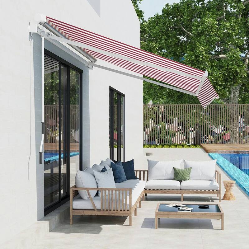 10' x 8' Retractable Sun Shade Patio/Window Awning - Polyester Fabric