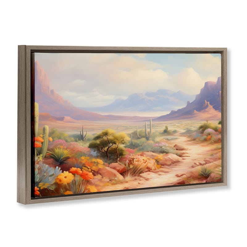 Stupell Flower Lined Desert Path Framed Floater Canvas Wall Art Design By Franklyn Gregory