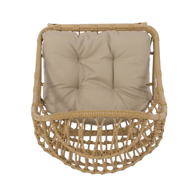 Roomfitters Outdoor Wicker Cocoon Chair with Cushion, High Back Lounge Accent Chair for Patio or Garden