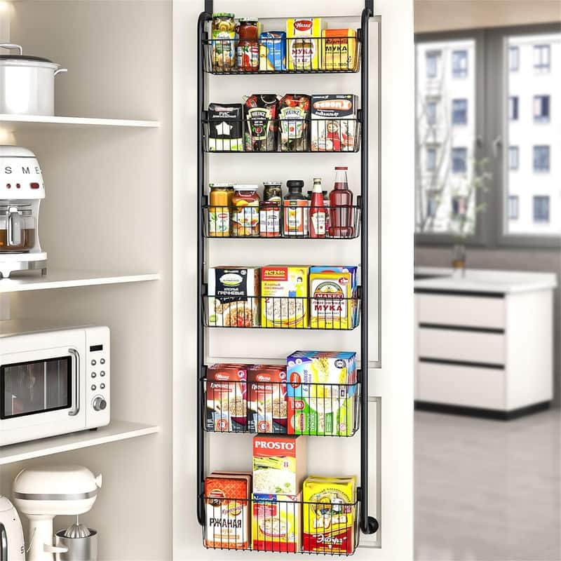 Kitchen Over the Door Organizer - 6.5"D x 16.9"W x 54.7"H - Black - 6.5"D x 16.9"W x 54.7"H