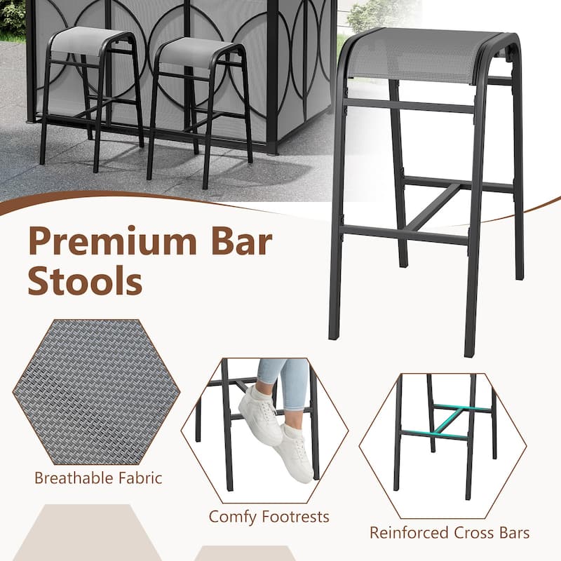 Costway 6.5 x 4 x 8 FT Grill Gazebo Set with 2 Bar Stools, Tempered - See Details