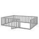 preview thumbnail 4 of 26, Queen Size Quality Solid Pine Wood Bed Frame Floor Bed with Door and Fence,Easy to Assemble