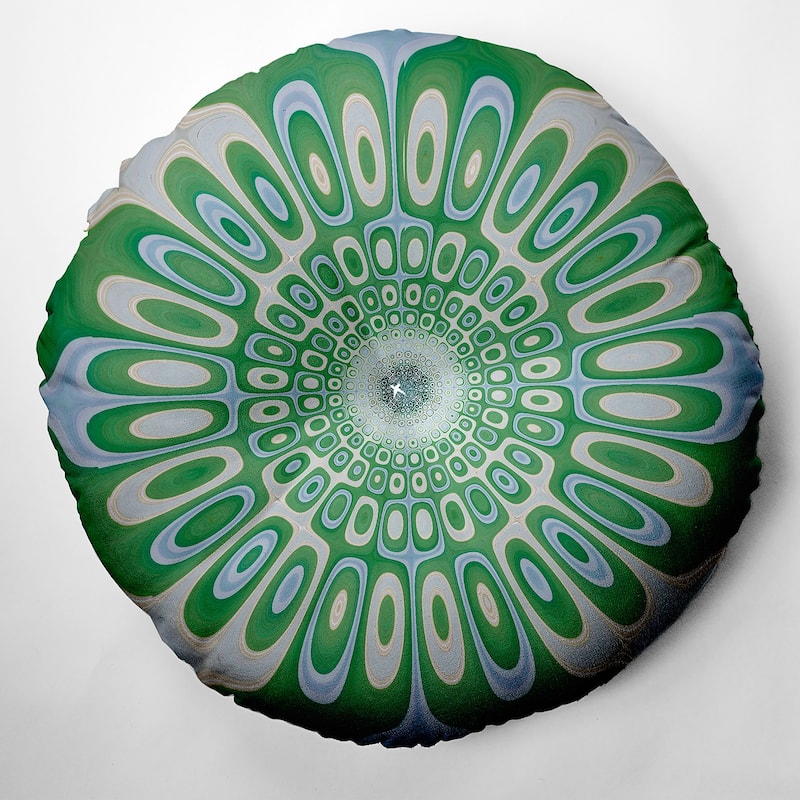 Bohemian & Eclectic Frog's Eye Design Tufted Floor Pillow - 26" Diameter - X1