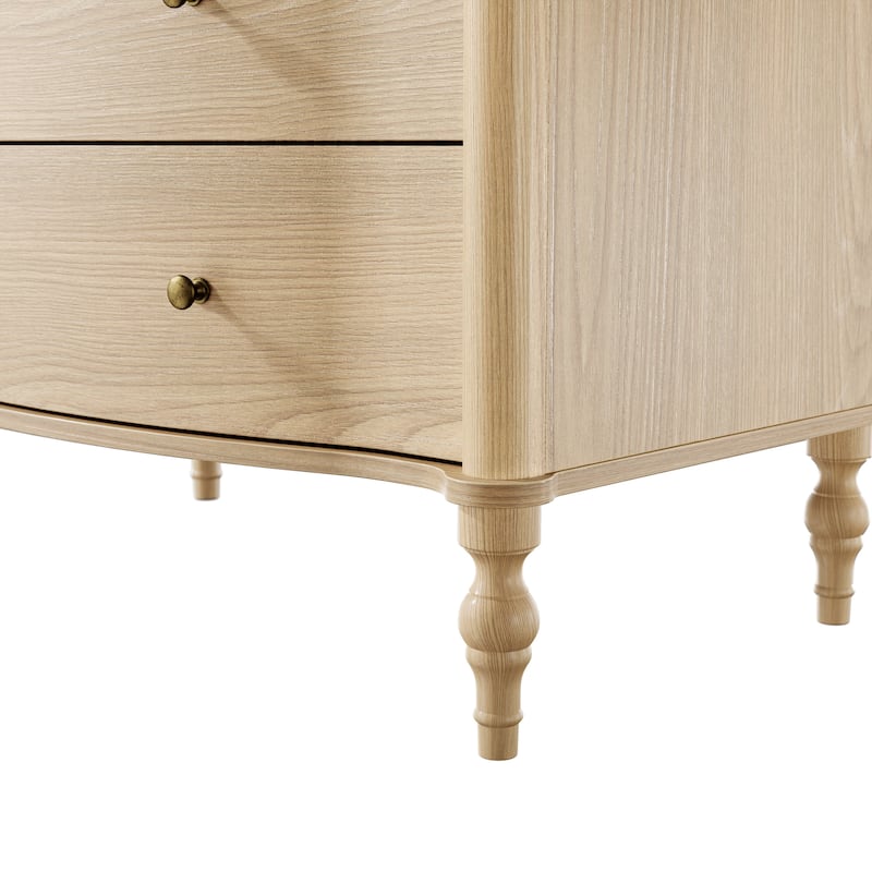 5 Drawer Chest Dresser for Bedroom, Wooden Chest of Drawers with Turned Solid Wood Legs, Modern Storage Dresser, 32.8" Wide
