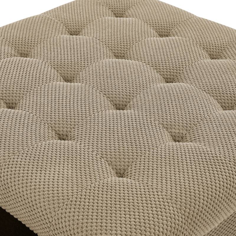 Storage Ottoman,Tufted Footstool, Nailhead Trim Ottoman, Square Storage Ottoman, Upholstered Coffee Table, Bedroom Storage