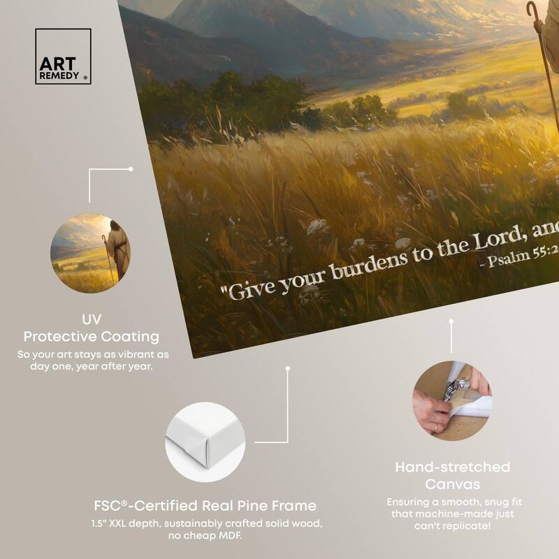 Give Your Burdens Canvas by Art Remedy, Gallery Wrapped