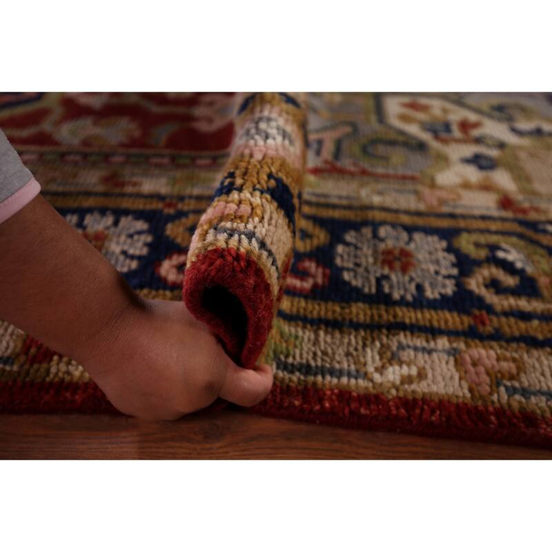 Geometric Heriz Serapi Indian Area Rug Handmade Red Wool Carpet - 7'10"x 10'0"