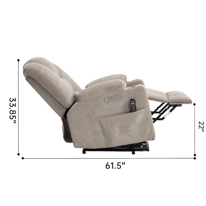 Power Lift Recliner Chair with Massage & Heat, Heavy Duty Electric Recliner, Recliner Chair with USB Ports & 2 Cup Holders