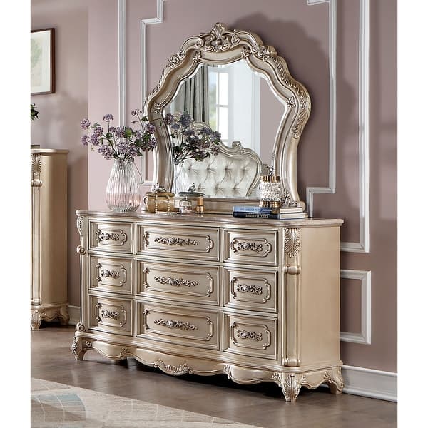 Bednara Victorian 56-inch Wide Marble Top 9-Drawer Wood Dresser by  Furniture of America - Bed Bath & Beyond - 35800452