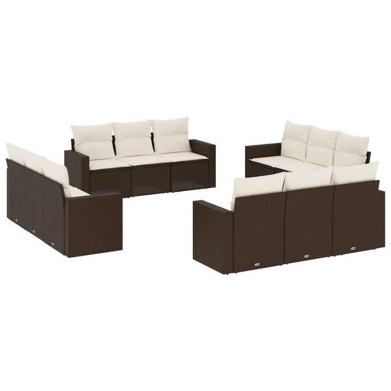 vidaXL Garden Sofa Set Brown - 24.4 x 25.8 x 27.2