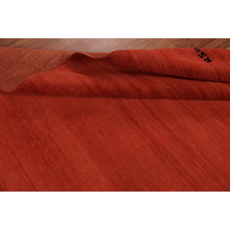 Orange Gabbeh Modern Oriental Rug Hand-Knotted Wool Carpet - 5'0" x 6'5"