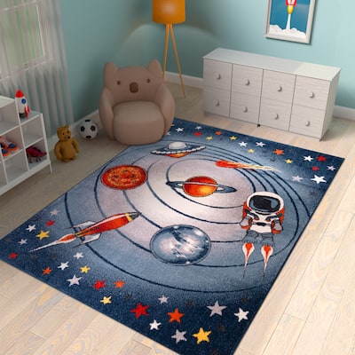 Orian Rugs Playroom Galaxy Grey Stain Resistant Kids Area Rug