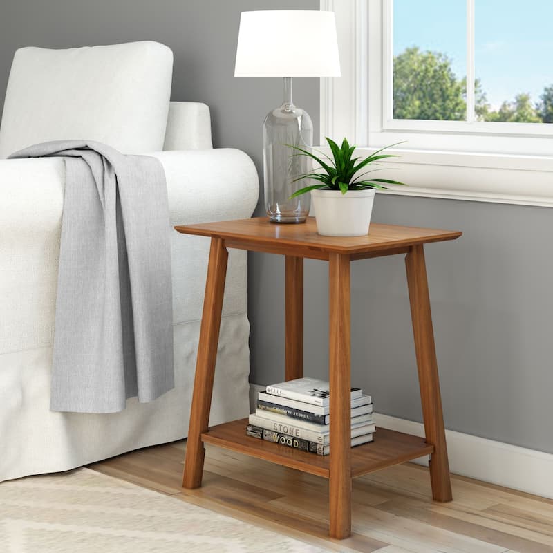 Plank and Beam Mid-Century Modern Accent End Table - 23" L x 16.25" W x 25.5" H - Pecan
