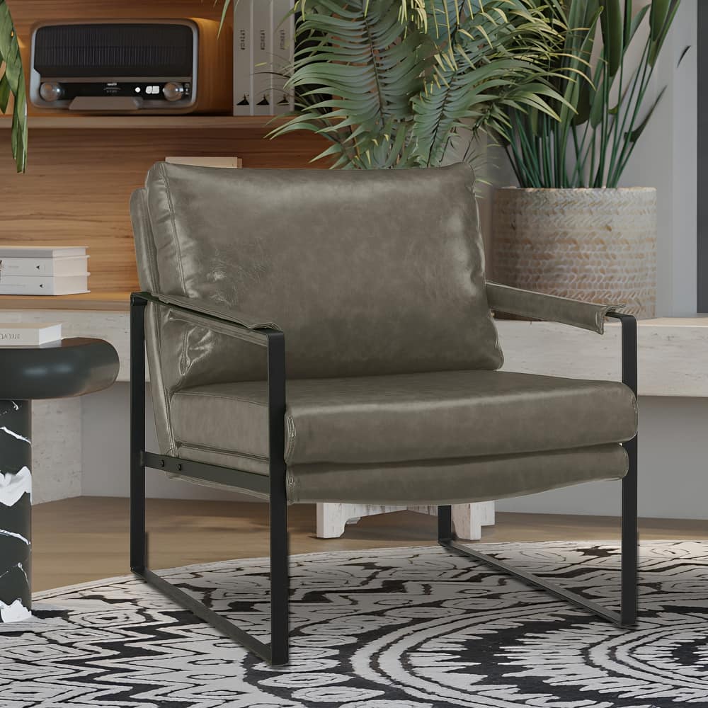 Art Leon Modern PU Leather Upholstered Arm Chair with Steel Frame