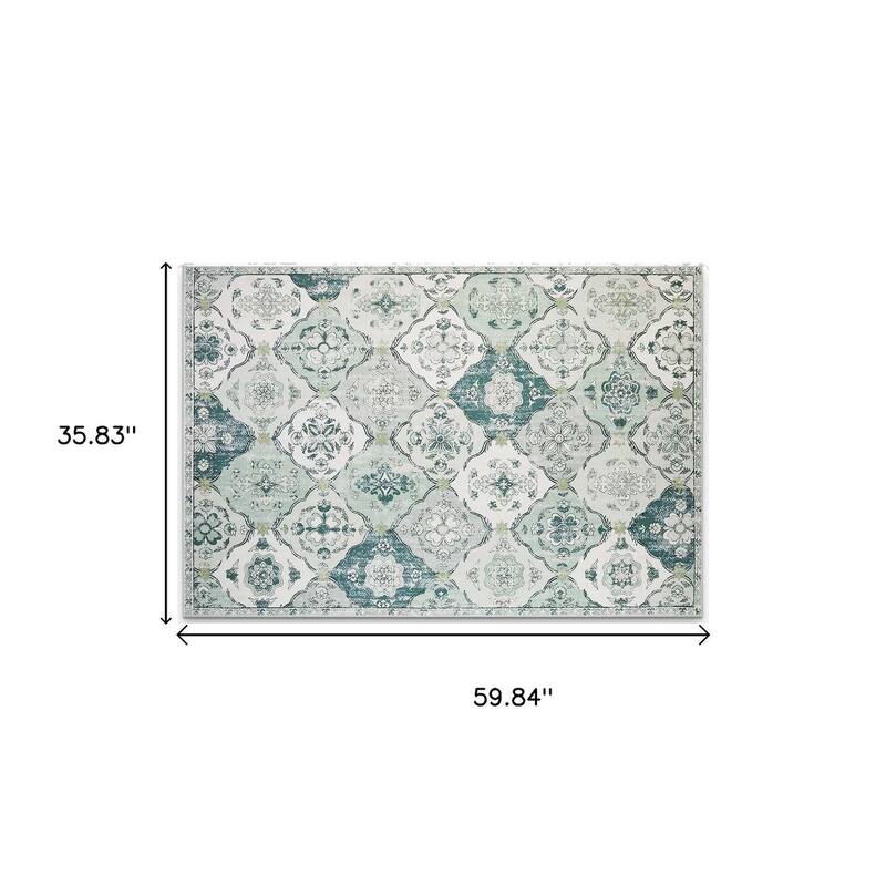 HomeRoots Patchwork Traditional Rectangle Area Rug - 3' X 5'