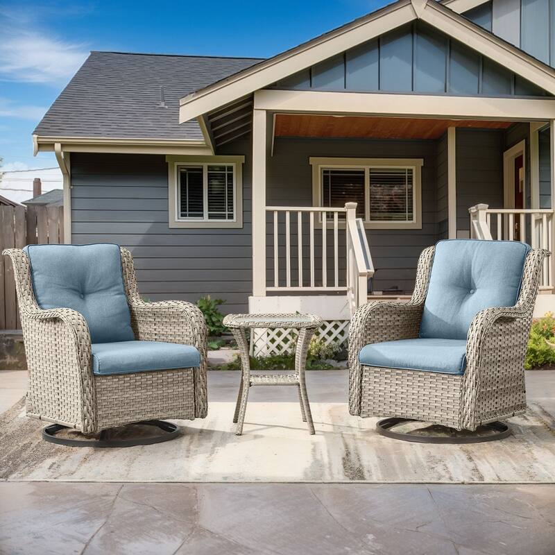 Pocassy Outdoor Glider Chairs Table with 4Inch 5Inch 6Inch Cushion