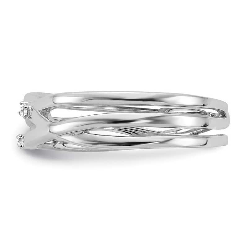 Curata Polished SS White Ice .03ct. Diamond Ring